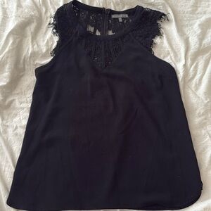 Black blouse with lace details, XS